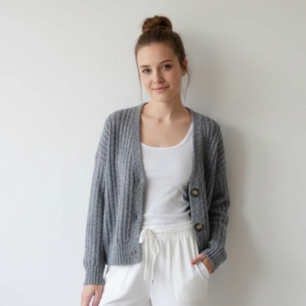 Abercrombie & Fitch Heather Grey Mix Ribbed Cardigan